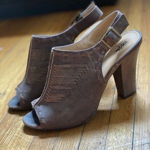 Size 8 1/2 brown leather heels